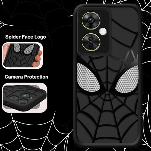 Amazon Basics Premium Matte Printed Designer Case for Oneplus Nord Ce3 Lite, HD Spidey Web Print Back Cover Case with Camera Protection, Anti-Scratch - Black - Image 3