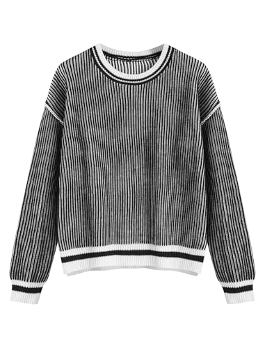 Image of ZAFUL Womens Oversized Sweaters 2025 Cable Knit Chunky Sweater Long Sleeve Crewneck Pullover Loose Outfits