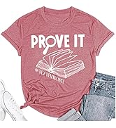 Teacher Shirts for Women Reading Book Graphic Tees with Prove It Text Evidence Letter Print Short...