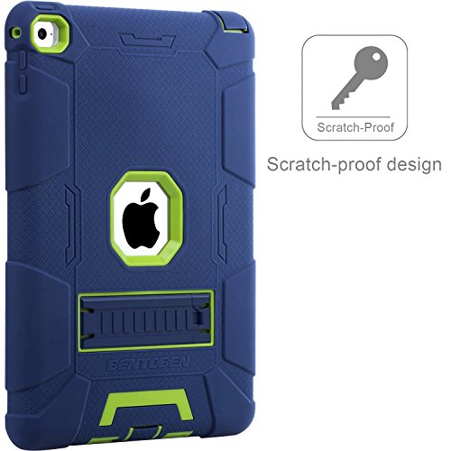 Ipad Air 2 Case, Bentoben [Hybrid Shockproof Case] With Kickstand Rugged Triple-Layer Shock Resistant Drop Proof Case Cover For Ipad Air 2 With Retina Display/Ipad 6, Navy Blue/Green #TOP5