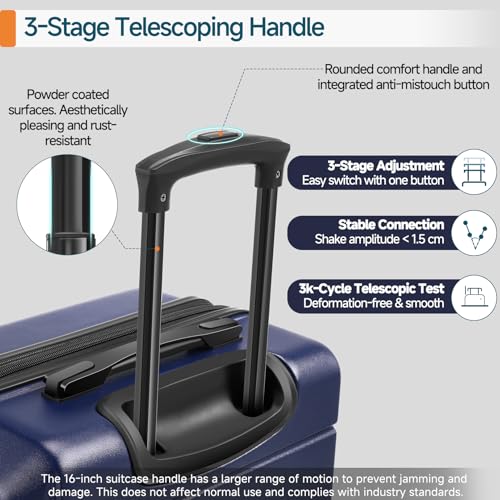 Image of Hoteel Luggage Sets 5 Piece, 4-Yr Warranty, PC+ABS Hard Shell Expandable Suitcases with Wheels, TSA Aproved Lock and Carry on Bags, Travel Suit Case Set for Men and Women(5-Piece, Blue)