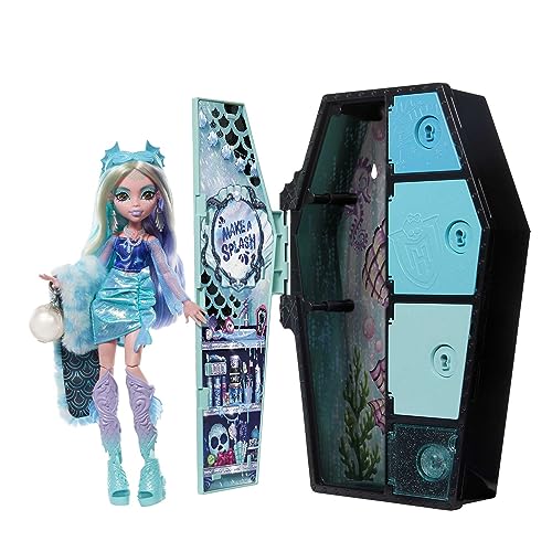 Monster High Coffret Monstrueux Secrets, Poupée Mannequin Lagoona Blue, Série Look Irisé, avec Casier Cerceuil Et Plus De 21 Accessoires, Jouet pour Enfant...