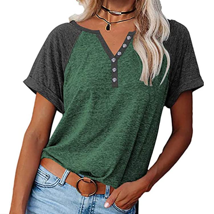 Eryue 2022 Summer hot s le Amazon's New Foreign Trade Women's Clothing Euro and The United States Loose Large Size Color Matching Short-Sleeved top T-Shirt Women bla S offers donot miss 2 Eryue 2022 Summer hot s le Amazon's New Foreign Trade Women's Clothing Euro and The United States Loose Large Size Color Matching Short-Sleeved top T-Shirt Women bla S offers donot miss