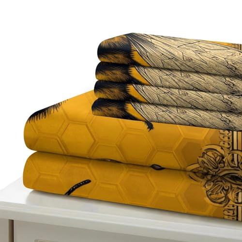 Housse de couette abeille gravure ancienne en microfibre légère 3pcs - 7