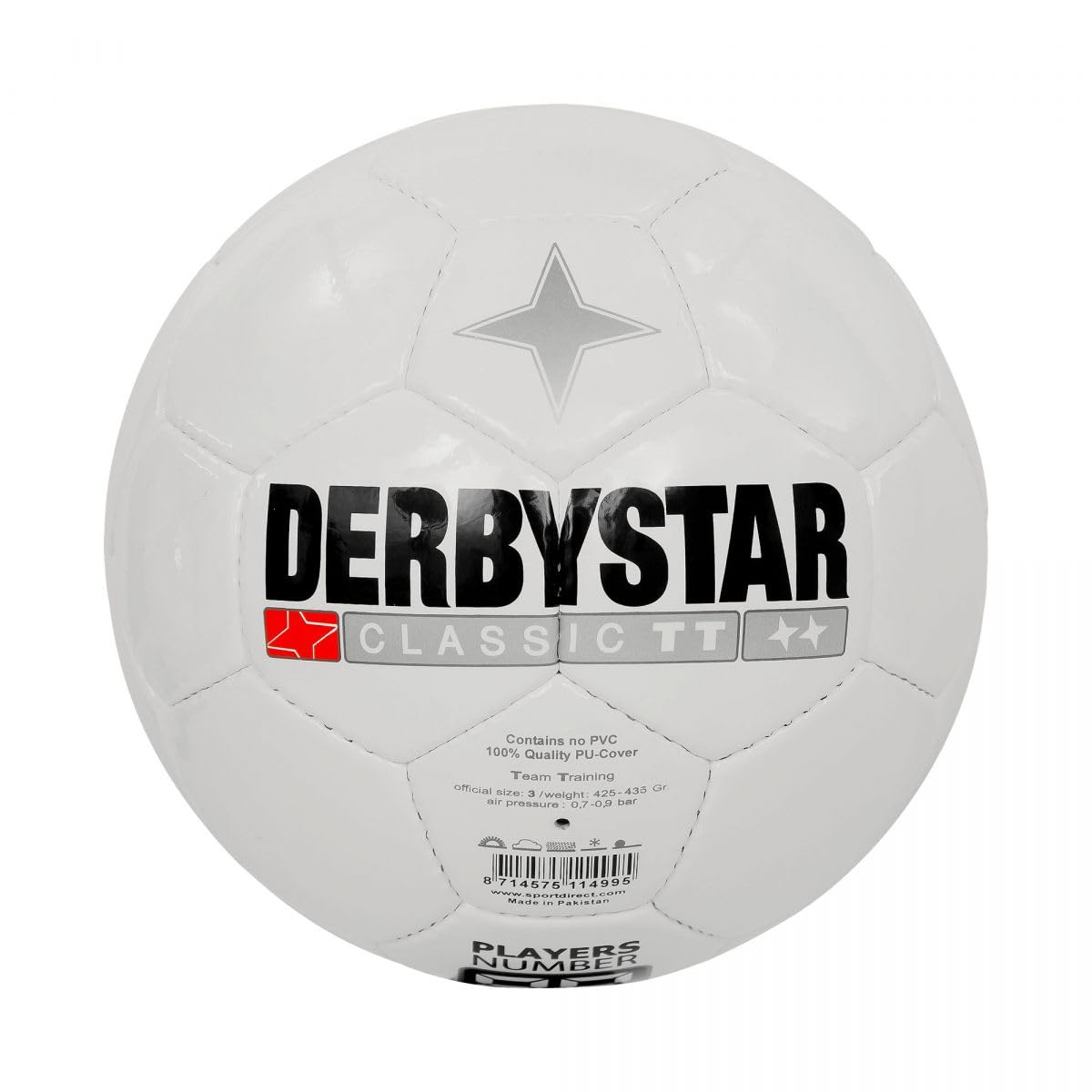 Derbystar Fußball - Klassisch (Größe 3-4) - Mehrere Farben - Trainings- und Spielball für Fußball - Strapazierfähiges PU-Material - Hohe Sichtbarkeit - No Colour - Maat 4