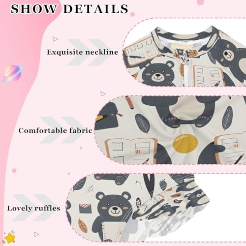 Bears Whriting Girls Long Sleeve Swimsuits One Piece Zipper Bathing Suit UPF 50+ Rashguard Swimwear4