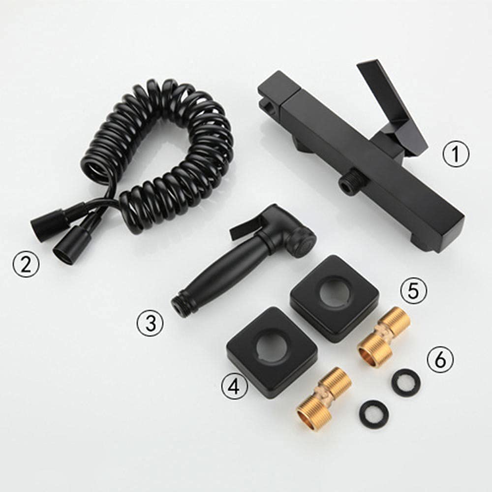 Set di spruzzatori per Bidet, spruzzatore Portatile Nero, Multifunzione, Caldo e Freddo, Maniglia pressurizzata, Kit per la Pulizia del Bagno, Doccia per WC o - B (A)