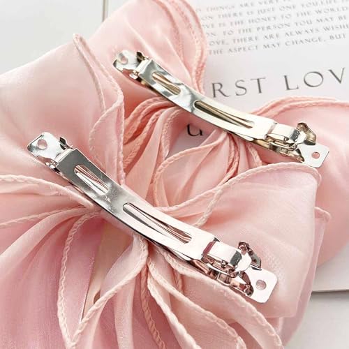 Lazos para el pelo, clips de moño, moños grandes y lindos para mujer, 2 piezas moño rosa para coletas miniatura 4