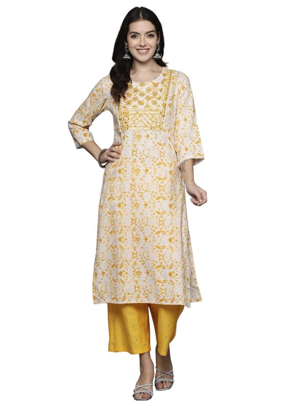 Image of INDO ERA Women's Viscose Rayon Straight Fit Straight Kurta