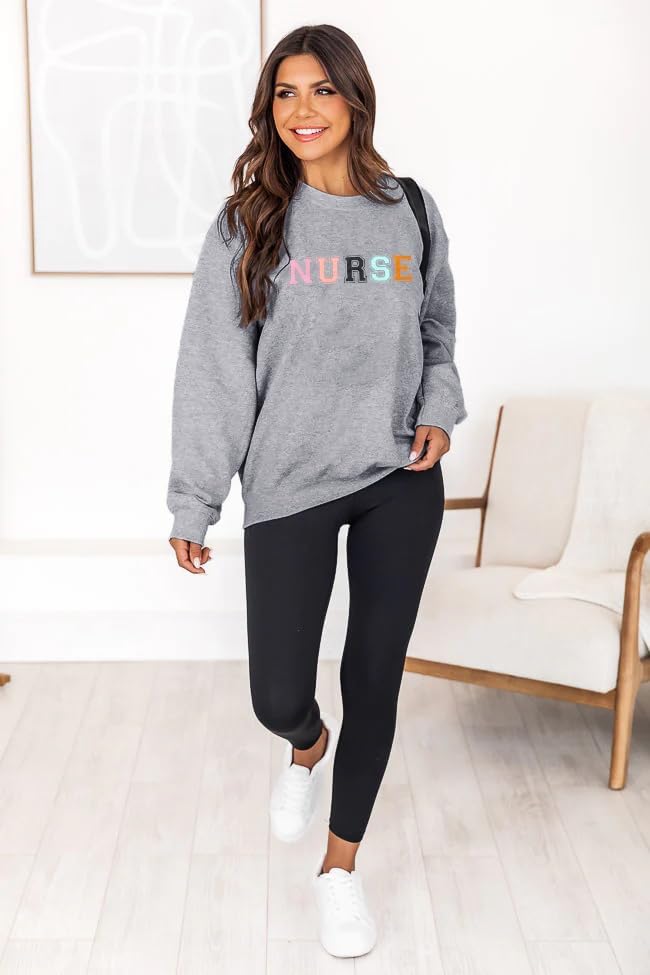 HEBBE Nurses Sweatshirts for Women Nursing Life Oversized Sweatshirt Nurse School Pullover Tops Registered Tee - Image 3