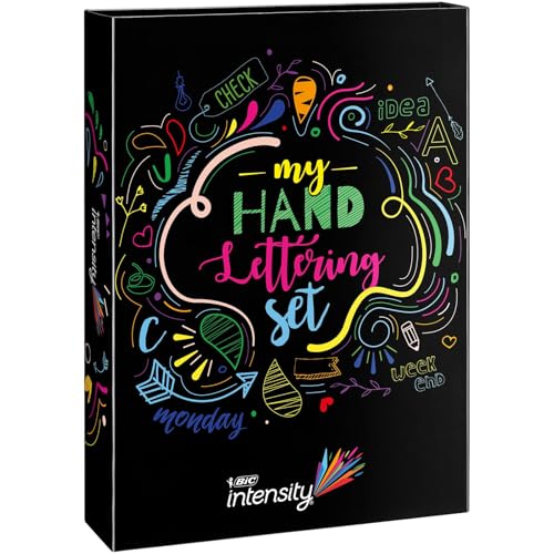 Kit de Rotuladores de Lettering BIC Intensity: Estuche Completo, 44 Rotuladores de Distintos Tipos para Potenciar tu Lado más Creativo, Un buen Regalo para los Aficionados al Lettering