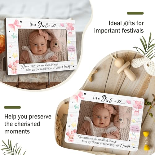 Cute First Christmas Baby Picture Frame - It's a Girl Gender Reveal Decorations and Baby Shower Gifts for New Mom Grandparent Pregnancy Announcement Newborn Nursery 4 X 6 Inch Picture Frame - A16 - Image 5