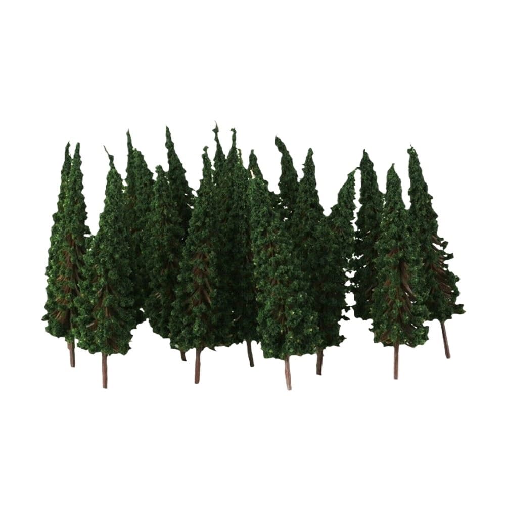 Artificial Model Tree 10pcs Green Model Trees, Pine for N/OO Gauge Scale Railroad Layout Decorate, Landscape Architecture(Dark Green)
