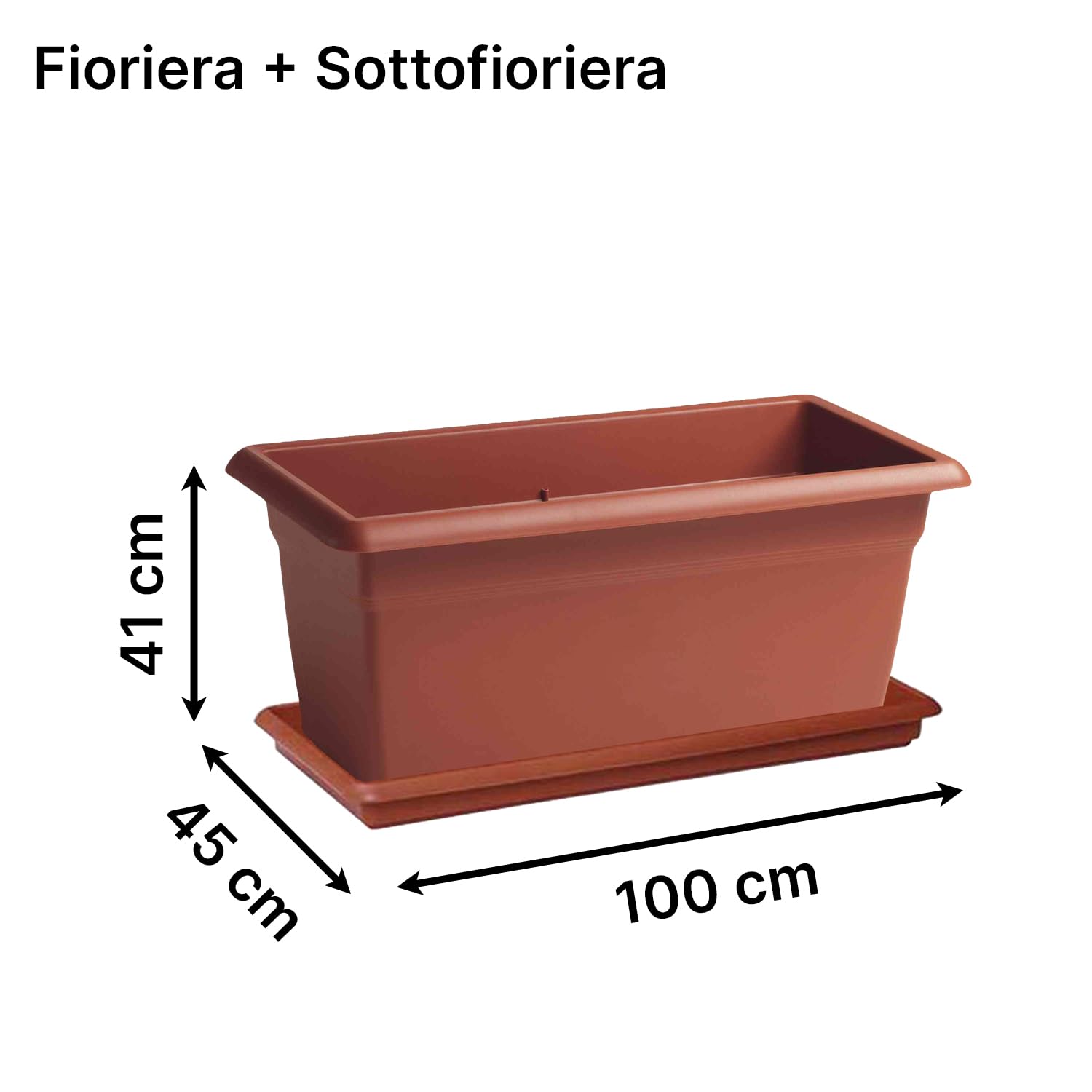 Fioriera + Sotto Fioriera Mediterraneo STEFANPLAST (Terracotta, CM.100)