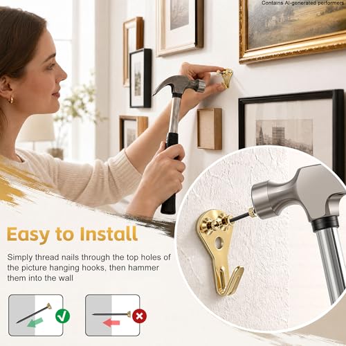 Image of 103PCS Picture Hanger Kit (10-100lbs) with Screws,Picture Frame Hooks Heavy Duty Picture Framing Supplies Kit for Picture Hanging -6 Models