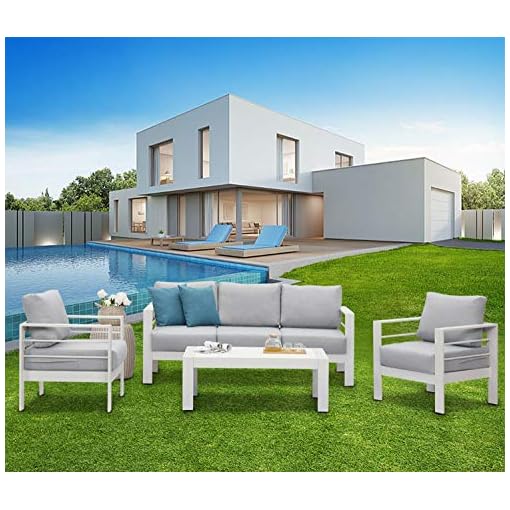 Solaste Patio Furniture Metal Couch, 3Seat AllWeather Contemporary