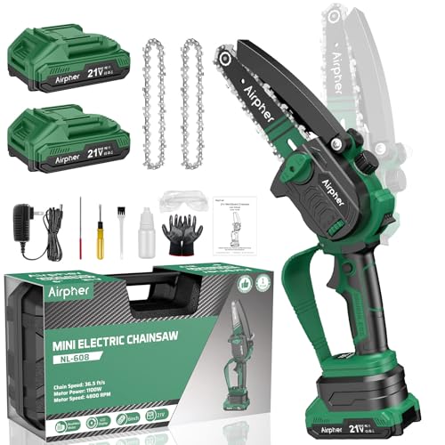 Mini Chainsaw 6 Inch, Upgraded Brushless Electric Chainsaw (2 * 21V 2000mAh Batteries)