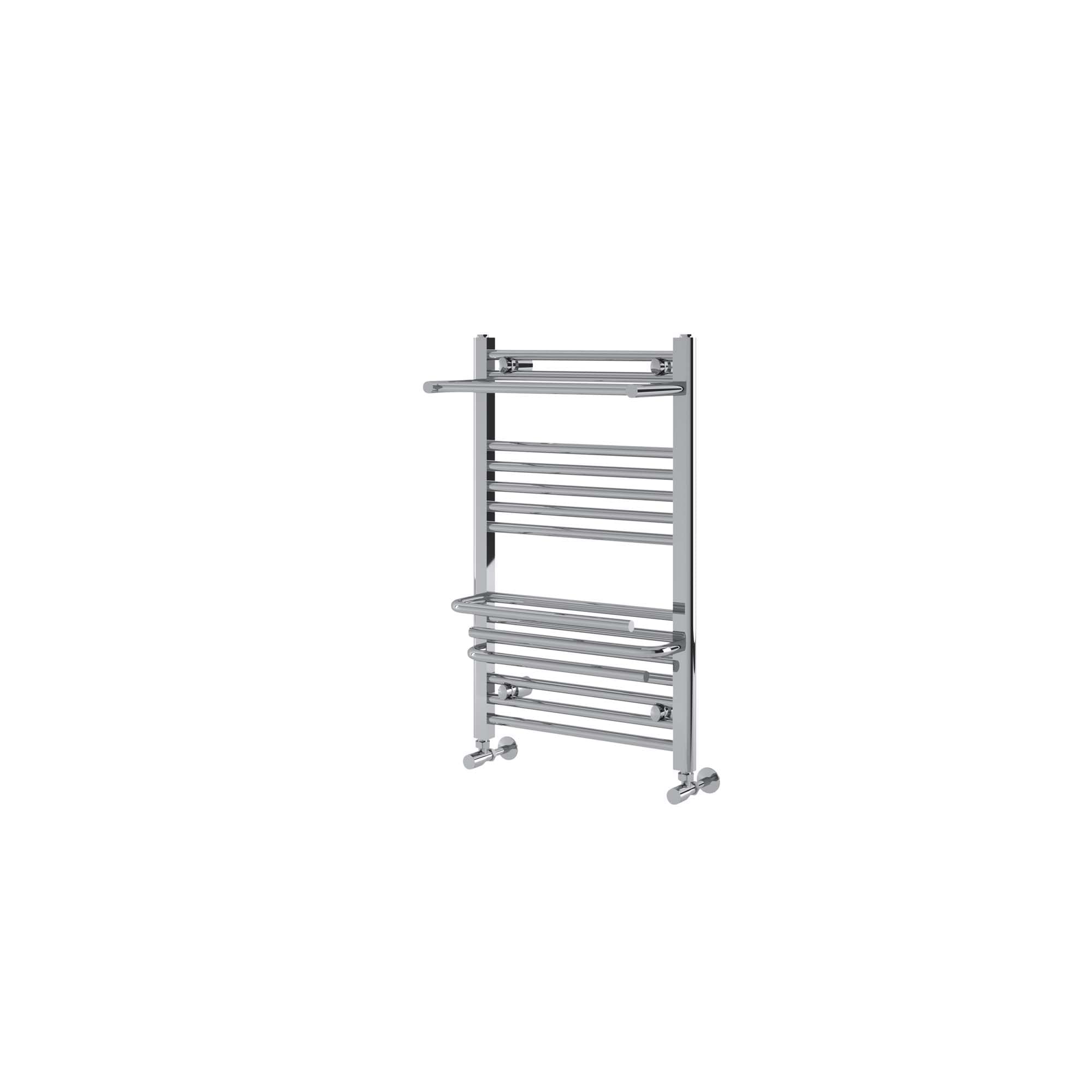 Kindre Chrome Heated Bathroom Towel Rail Vertical Radiator Ladder Design With Hangers – 800mm x 500mm