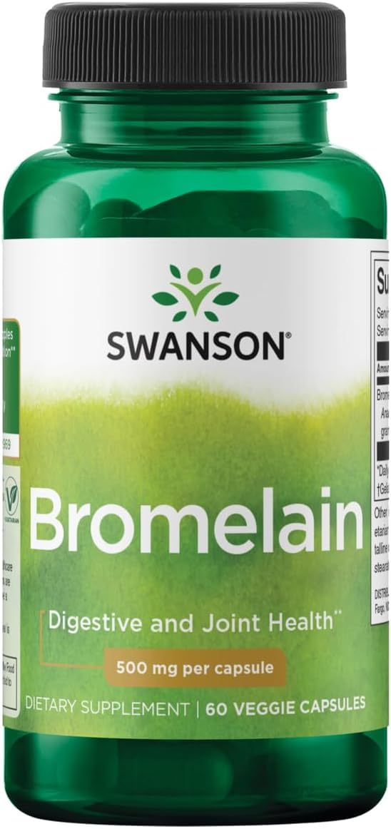 Swanson Maximum Strength Bromelain, 500 mg, 60 Veg Capsules