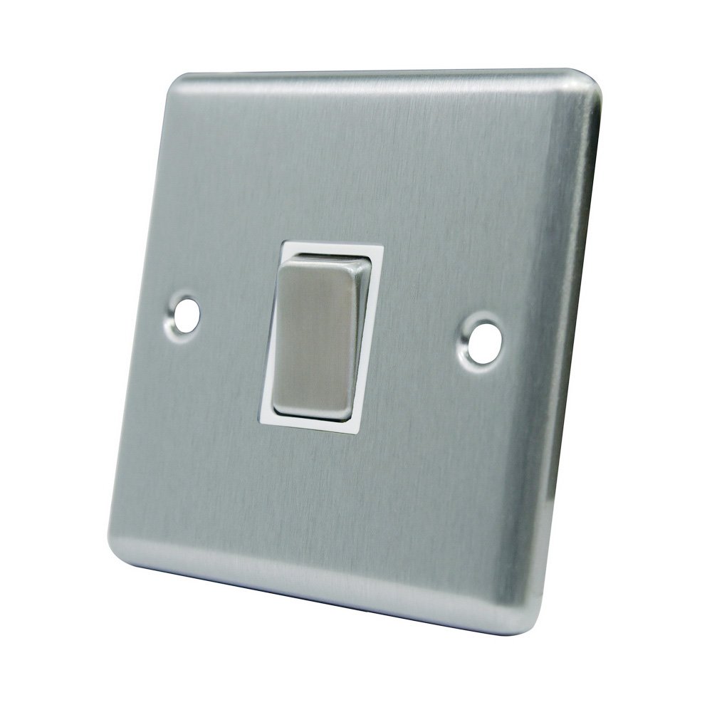 AET CSC1GSWIWSI 10 A 1-Gang Satin Finish Chrome Classical Single Intermediate White Insert Metal Rocker Light Switch