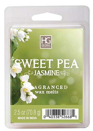 Hosley Sweet Pea Jasmine Scented Wax Cubes Melts 2.5 Ounce Hand Poured Wax Infused with Essential Oils. Perfect for Everyday use Wedding Events Aromatherapy Spa Reiki Meditation. W1