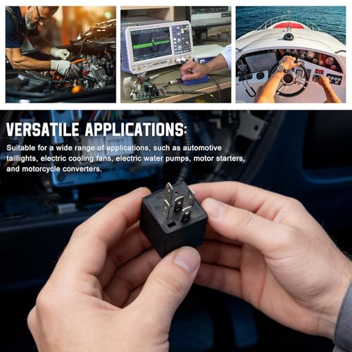 Relés de automóvil KPEOY 5 pines, 40A 12V, paquete de 4, relé de arranque impermeable, reemplazo para motores eléctricos y luces traseras de vehículo miniatura 6