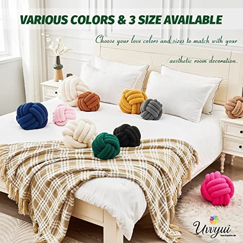 Image of Uvvyui Knot Pillow Ball, Soft Home Decorative Pillows, Round Throw Pillow, Handmade Knotted Plush Pillow, Round Boucle Pillow Cushion (14 Inches Dark Green)