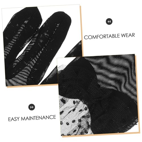 FRCOLOR Elegant Lace Gloves for Women Short Black Stretchy Evening Gloves for Tea Party Wedding and Formal Events3