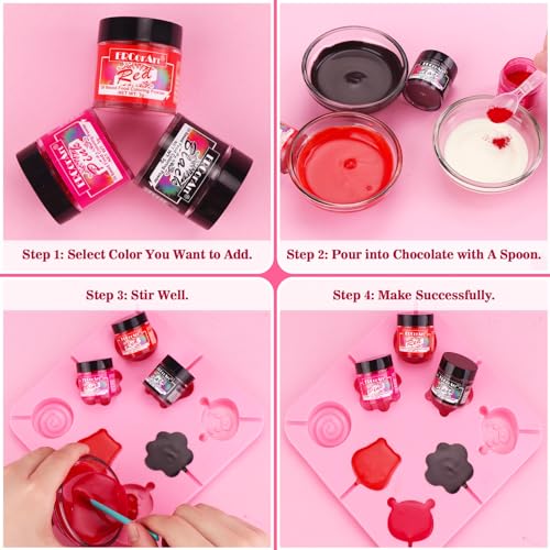 Image of Oil Based Food Coloring Powder for Chocolate - 3 Colors Vibrant Edible Food Dye, Food Coloring Powder for Oil Based, Cake Decorating, Chocolate Melts,Candy Melts, DIY Crafts - 9 Gram