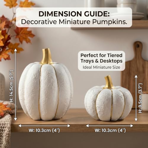 Image of FESTGLOX Fall Pumpkin Decor, 2Pcs Resin Pumpkins for Decorating