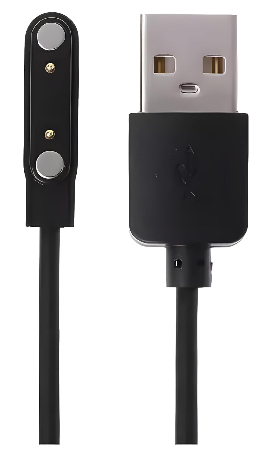 7.62MM, Smart Watch 2 Pin Magnetic Charging USB Cable For Fire-Boltt 360 Pro/Fire-Boltt Talk Pro BSW038, Pin CD- 7.62MM, Black