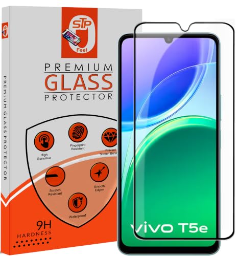 Image of STP FEEL Premium HD+ Tempered Glass Screen Protector Guard Compatible For Vivo T5e 5G (6.74 Inch, Pack of 1) | Edge to Edge Coverage With Easy to installation kit for Smartphone
