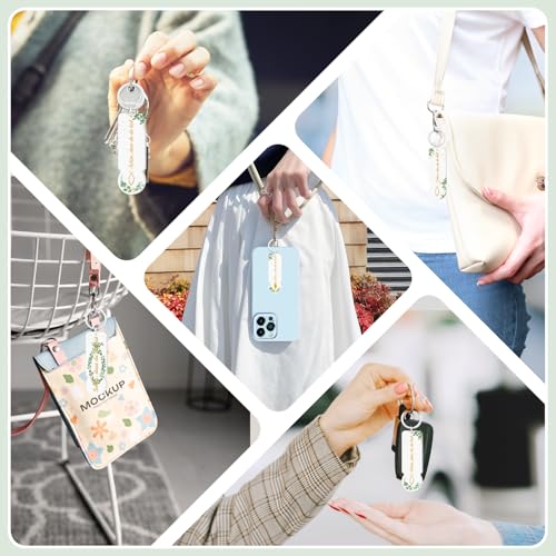Epaing 20 Stück Acryl Einkaufswagenchip Schlüsselanhänger Set, Gastgeschenk Kommunion Deko für Junge Mädchen, Schön Dass Du Da Bist, Eukalyptus Einkaufschip Taufe Geschenk für Kommunion Konfirmation