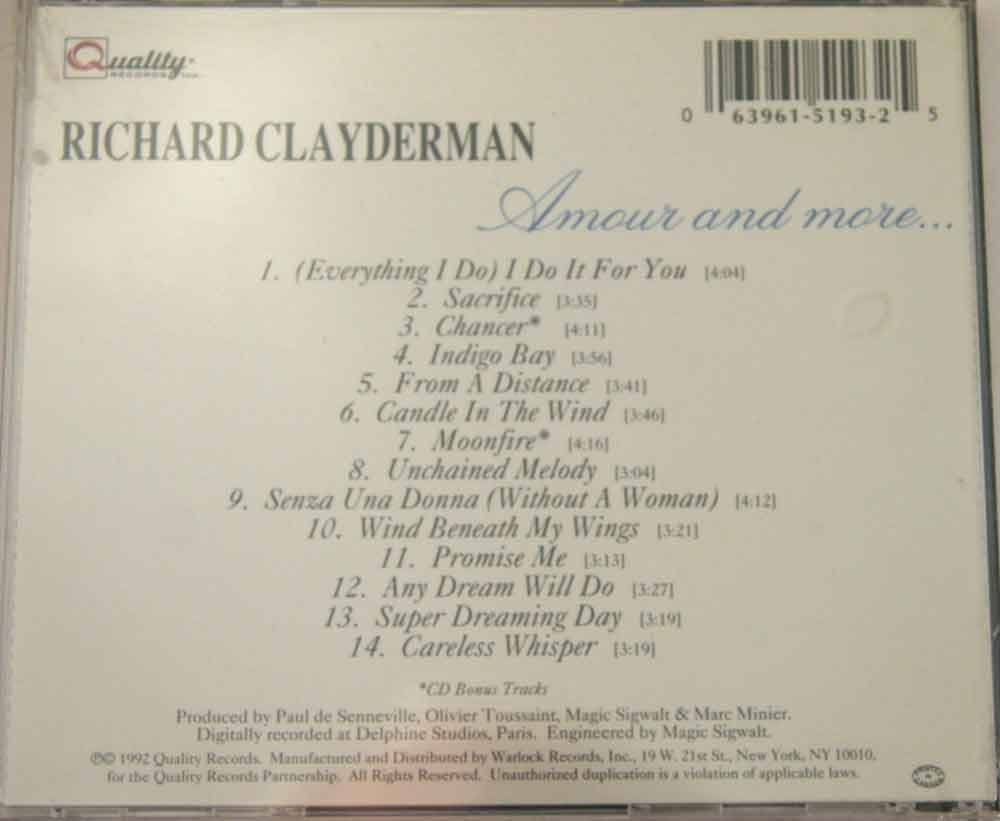 Richard Clayderman CD10枚、10.アムール、マイライフ Clayderman, Richard - Amour and More  - Amazon.com Music