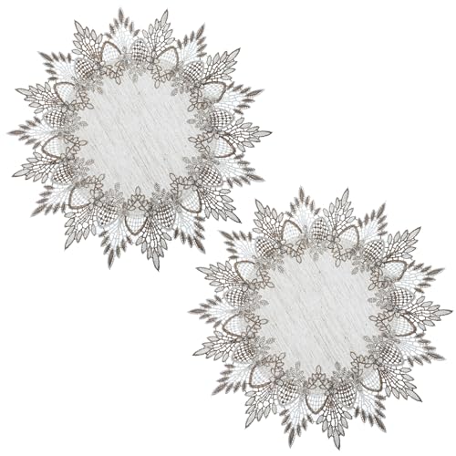 2 Stück Leinen Runde Tischdecke, 38 × 38 cm Tischdecke Leinen...