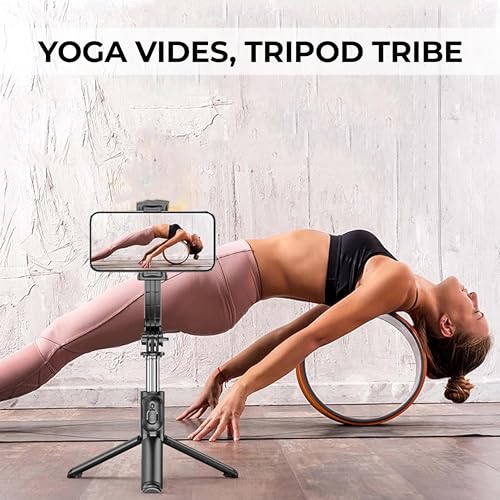 Image of Selfie Stick with Tripod Stand | Bluetooth Extendable 3-in-1 Multifunctional 4 feet Selfie Stick for Compatible iPhone, Mi, OnePlus, Samsung, Oppo, Vivo & All Smartphones with Remote