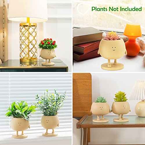 COTYNI Face Pots, Succulent Pots, 5 Inch Head Planters for Indoor Plants Cute Resin Flower Pots with Drainage Hole - Image 4