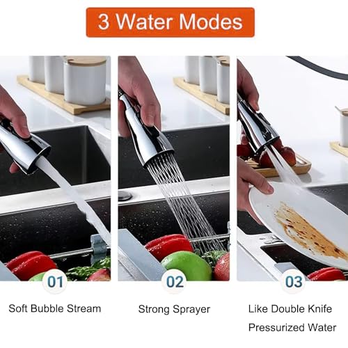 Image of Acetap 3 Mode Flexible Tap Extender for Kitchen Sink - 360 Rotating Faucet Attachment, Splash-Proof, Water-Saving, Easy Installation, Universal Fit Nozzle for Washing, Cleaning & Filling