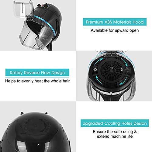 Yosoo Health Gear Haardrogerkap, staande droogkap, haar, professionele droogkap met standaard, haardroger, in hoogte verstelbaar, voor kapsalon, zwart, gereedschap EU 220-240 V - Image 5