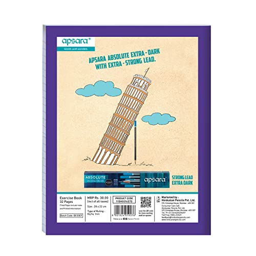 Image of Apsara Graph Paper Books for School & College | Graph Books A4 Size | 28 CM x 22 CM Approx - 32 Pages | Numbered Pages and Ruled Margins | Graph Sheets with 1 cm Square for Maths | Set of 24 Graphbook