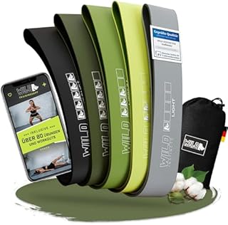 Wild Instincts® Loop Bands zestaw 5 szt. | mini taśmy o szerokości 5 cm do treningu siłowego | opaska fitness | taśmy fitness | mini taśma oporowa | mini opaska fitness | rozciągliwa taśma fitness z