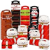 48 Pcs 3D Christmas Box Xmas Goodie Candy Cookie Boxes Santa Elf Snowman Assemble Christmas Boxes with Handle for Gifts, Candy, Christmas Holidays Party Favors Supplies