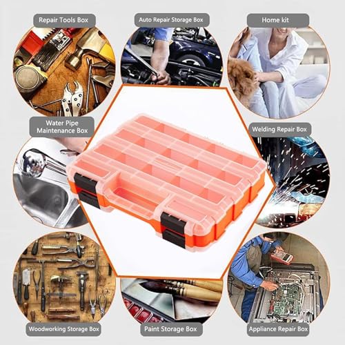 Boîte à Outils portable double face à 34 compartiments amovibles pour quincaillerie
