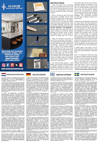 Weiß - Verbessertes Reparaturset für Marmor, Fliesen, Mineralguss, Keramik, Porzellan, Quarz - Absplitterungen und Oberflächenschäden - HIMG Surface Repair