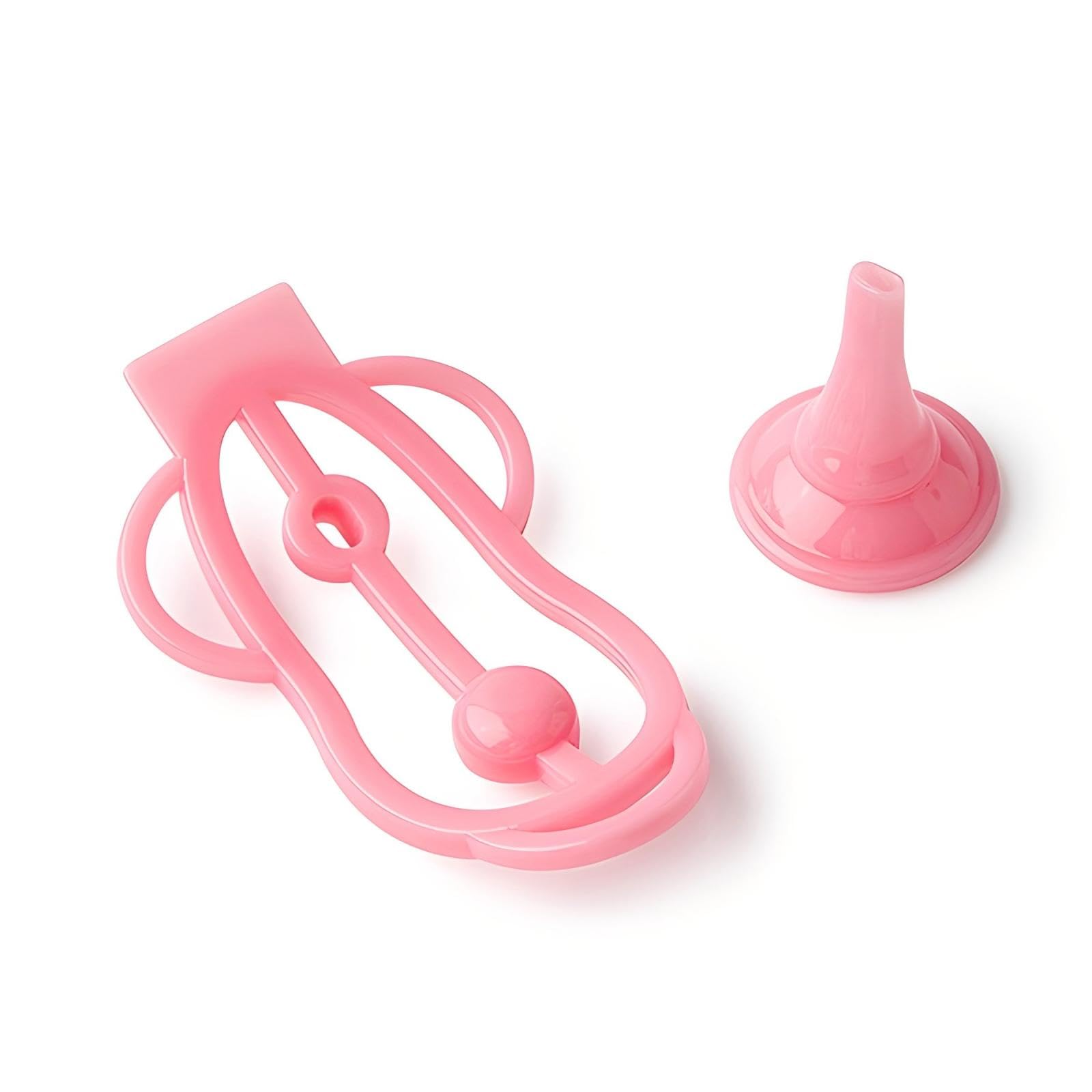 Sissy Sex Toys Cage de Chasteté Inversée avec Support d'Urinal Accessoire pour Ceinture de Chasteté avec 2 Cadenas Chastity Cage Légère et Confortable pour Attacher le Pénis d'un Homme (Pink,L)