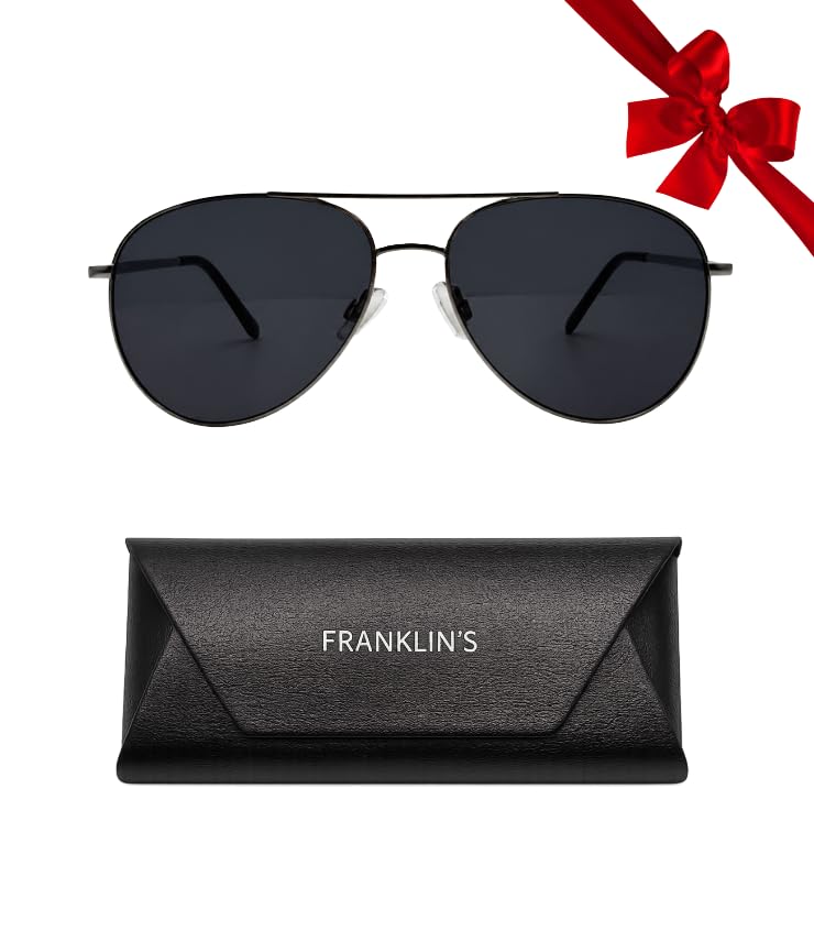 Set de 4 Gafas Franklin’s Edición Limitada: 1x Gafas con Luz LED y Zoom, 1x Gafas Plegables, 1x Gafas Estilo Tarjetero y 1x Gafas de Sol Aviador Polarizadas. Set de Lectura y Visión Versátil.