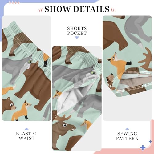 Moose Fox Bear Boys Long Pants Soft Trousers Elastic Waist Kids Lounge Bottoms with Pockets S-XL4