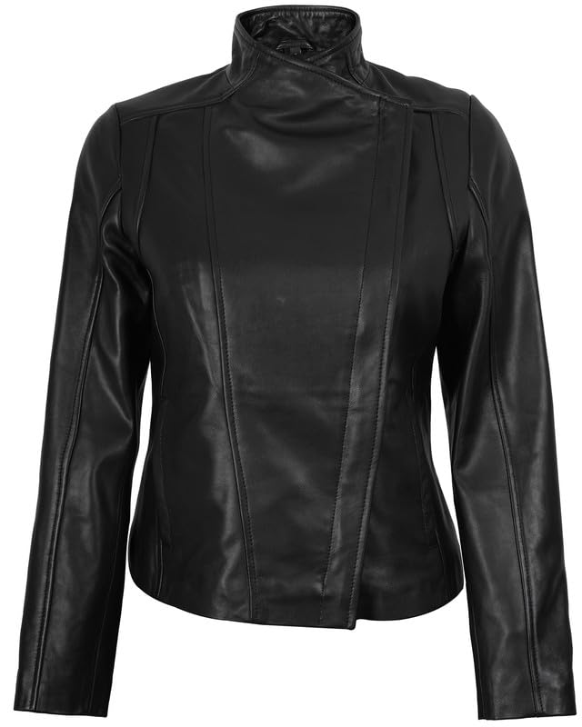 Image of Blingsoul Womens Real Leather Jacket - Asymmetrical Leather Jackets for Women