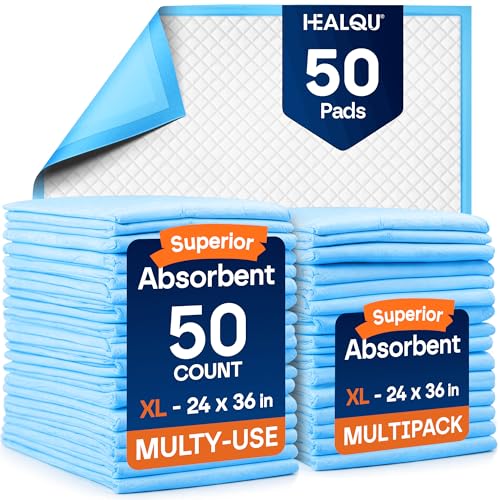Healqu Alèse Jetable, Lot de 50 60x90 cm - Protège-Matelas Jetable Spécial Incontinence et Fuites Urinaires - Adultes, Enfants, Personnes gées et Animaux - Grand...