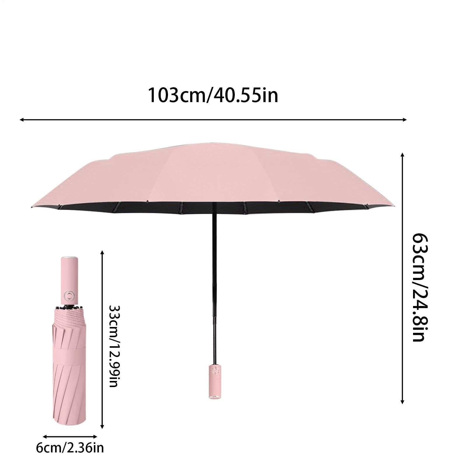Parapluie inversé pliable - Parapluie solaire réfléchissant coupe-vent automatique pour la pluie, ouverture inversée, poignée en forme de C, tissu 210T pour voyage, piscine en plein air